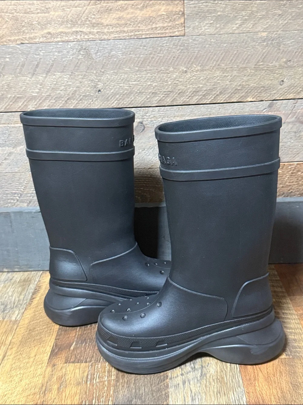 Balenciaga x Crocs Boots Matte Black Platform Rain Boots Size 40